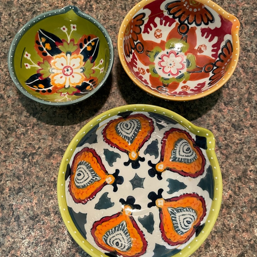 Bohemian Anthropologie Izmir Floral Porcelian Measuring Bowls